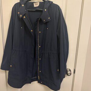 LOFT Navy Trench Coat (Size: XL; Color: Navy)